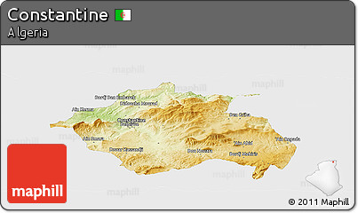 Physical Panoramic Map of Constantine, single color outside