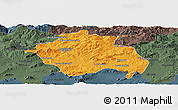 Political Panoramic Map of Constantine, darken, semi-desaturated