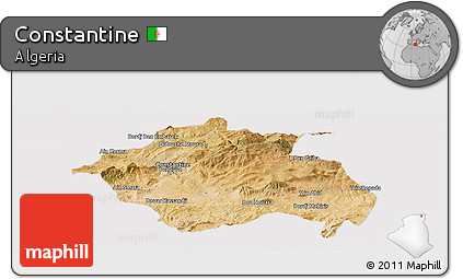 Satellite Panoramic Map of Constantine, cropped outside