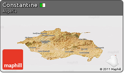 Satellite Panoramic Map of Constantine, cropped outside