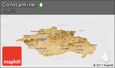 Satellite Panoramic Map of Constantine, cropped outside
