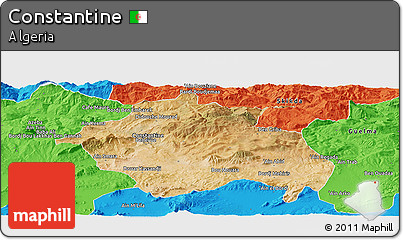Satellite Panoramic Map of Constantine, political outside