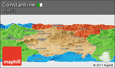 Satellite Panoramic Map of Constantine, political outside
