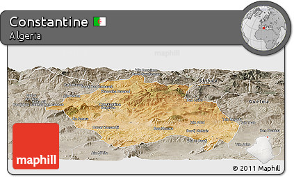 Satellite Panoramic Map of Constantine, semi-desaturated