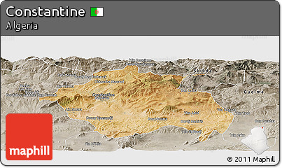 Satellite Panoramic Map of Constantine, semi-desaturated
