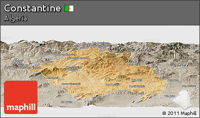 Satellite Panoramic Map of Constantine, semi-desaturated