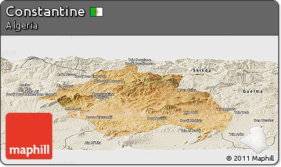 Satellite Panoramic Map of Constantine, shaded relief outside