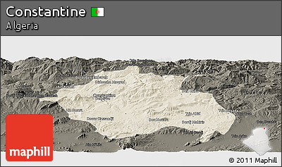 Shaded Relief Panoramic Map of Constantine, darken