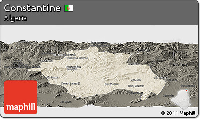 Shaded Relief Panoramic Map of Constantine, darken