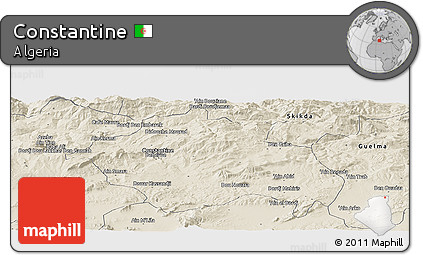 Shaded Relief Panoramic Map of Constantine