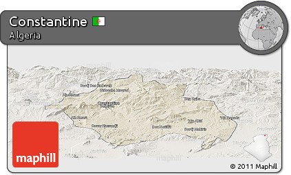 Shaded Relief Panoramic Map of Constantine, lighten