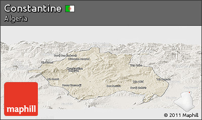 Shaded Relief Panoramic Map of Constantine, lighten