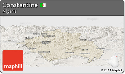 Shaded Relief Panoramic Map of Constantine, lighten