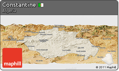 Shaded Relief Panoramic Map of Constantine, satellite outside