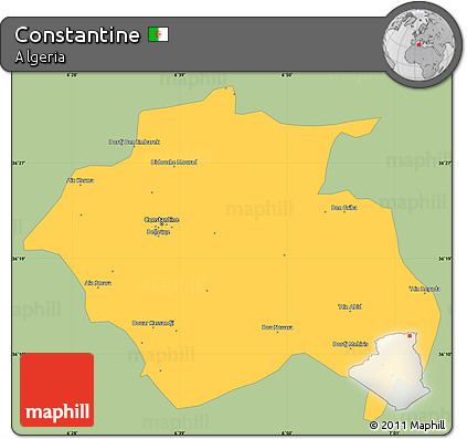 Savanna Style Simple Map of Constantine, single color outside