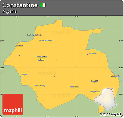 Savanna Style Simple Map of Constantine, single color outside