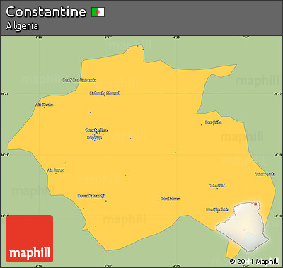 Savanna Style Simple Map of Constantine, single color outside