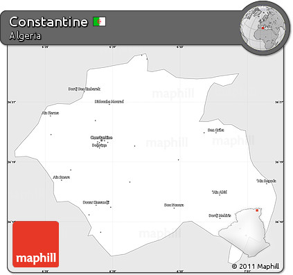 Silver Style Simple Map of Constantine, single color outside