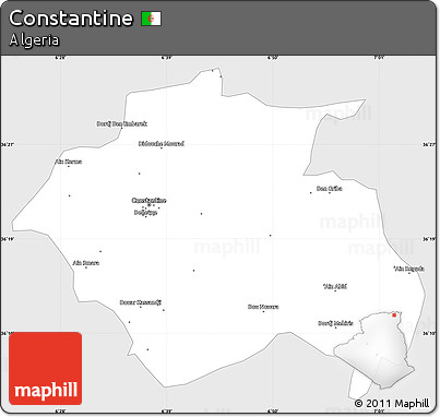 Silver Style Simple Map of Constantine, single color outside