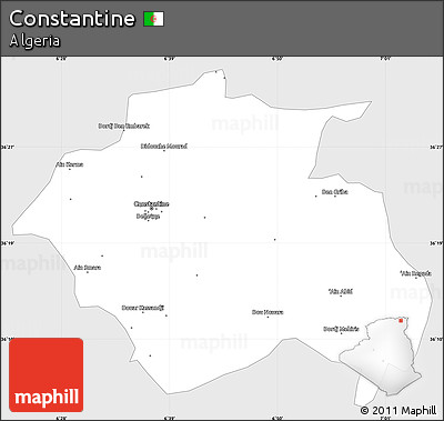Silver Style Simple Map of Constantine, single color outside