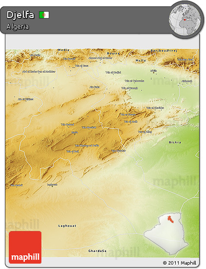 Physical 3D Map of Djelfa