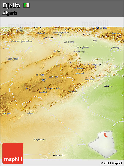 Physical 3D Map of Djelfa