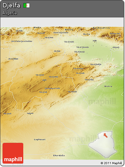 Physical 3D Map of Djelfa