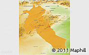 Political 3D Map of Djelfa, physical outside