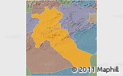 Political 3D Map of Djelfa, semi-desaturated