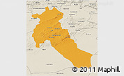 Political 3D Map of Djelfa, shaded relief outside