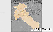 Satellite 3D Map of Djelfa, darken, desaturated