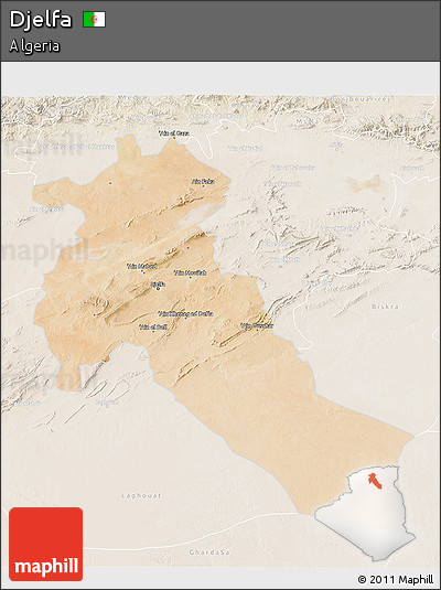 Satellite 3D Map of Djelfa, lighten