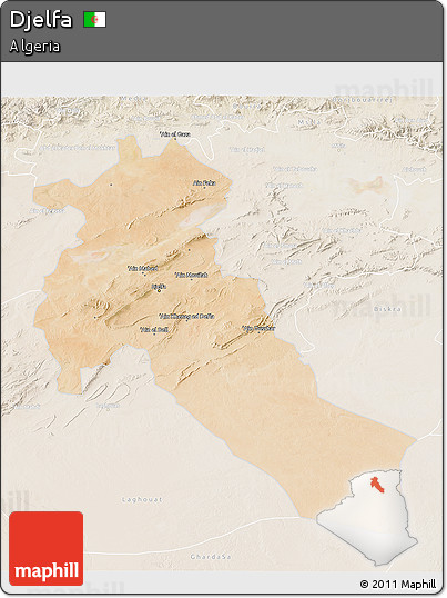Satellite 3D Map of Djelfa, lighten
