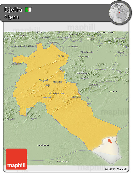 Savanna Style 3D Map of Djelfa