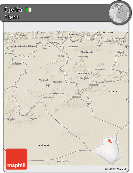 Shaded Relief 3D Map of Djelfa