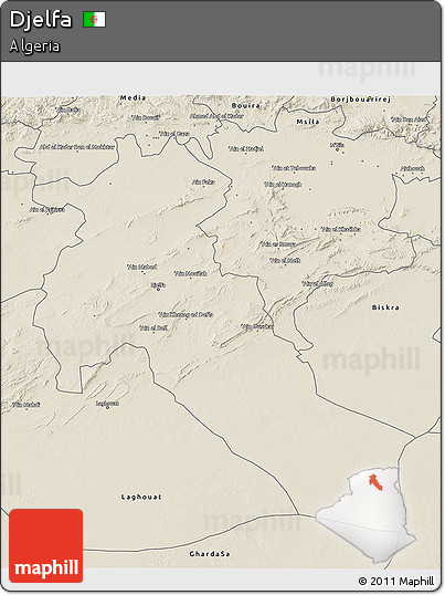 Shaded Relief 3D Map of Djelfa