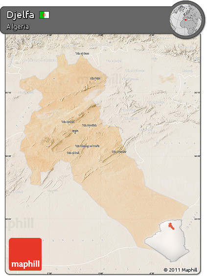 Satellite Map of Djelfa, lighten