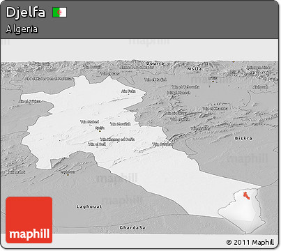 Gray Panoramic Map of Djelfa
