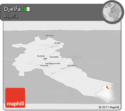 Gray Panoramic Map of Djelfa, single color outside