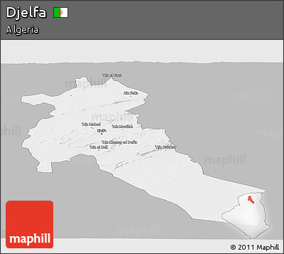 Gray Panoramic Map of Djelfa, single color outside