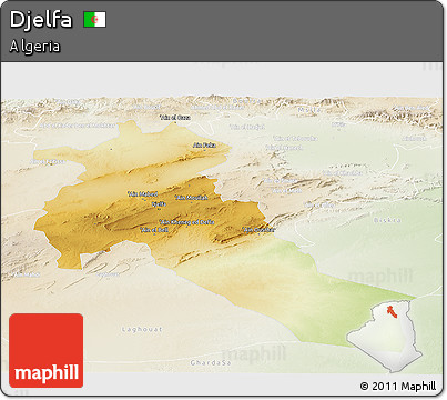 Physical Panoramic Map of Djelfa, lighten