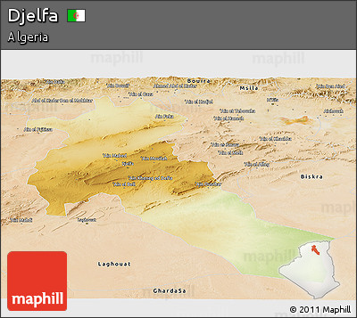 Physical Panoramic Map of Djelfa, satellite outside