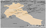 Satellite Panoramic Map of Djelfa, darken, desaturated