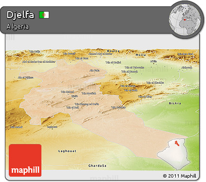 Satellite Panoramic Map of Djelfa, physical outside