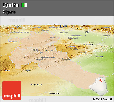 Satellite Panoramic Map of Djelfa, physical outside