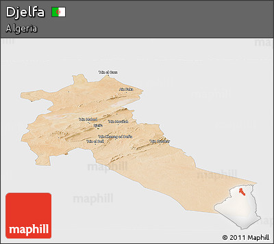Satellite Panoramic Map of Djelfa, single color outside