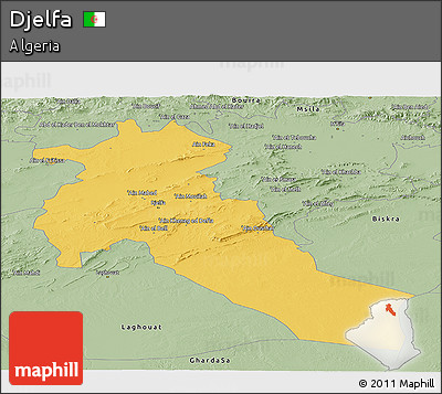 Savanna Style Panoramic Map of Djelfa