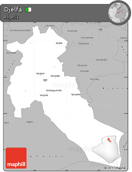 Gray Simple Map of Djelfa