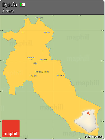 Savanna Style Simple Map of Djelfa, single color outside