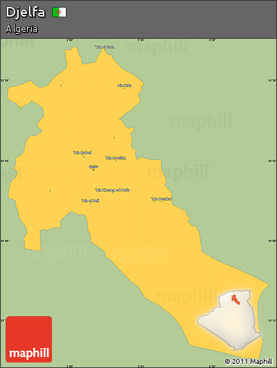 Savanna Style Simple Map of Djelfa, single color outside